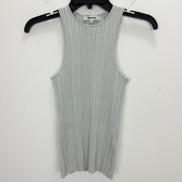 Madewell The Signature Shimmer Knit Cutaway Sweater Tank Ribbed Gray XS NWT - Picture 5 of 12